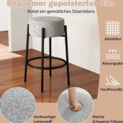 Barhocker Sitzhöhe 68cm Thekenhocker gepolstert Sitzhocker mit Fußstütze