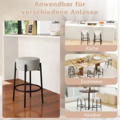 Barhocker Sitzhöhe 68cm Thekenhocker gepolstert Sitzhocker mit Fußstütze