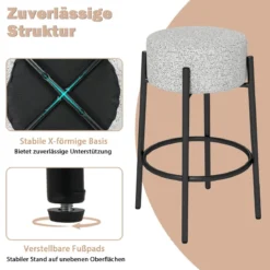 Barhocker Sitzhöhe 68cm Thekenhocker gepolstert Sitzhocker mit Fußstütze