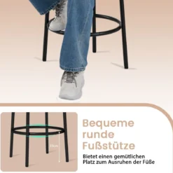 Barhocker Sitzhöhe 68cm Thekenhocker gepolstert Sitzhocker mit Fußstütze