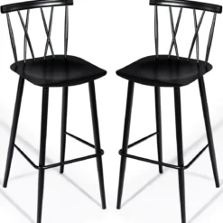 Barstuhl Moderner Metallstuhl mit Rückenlehne 47,5 x 41 x 105 cm Schwarz