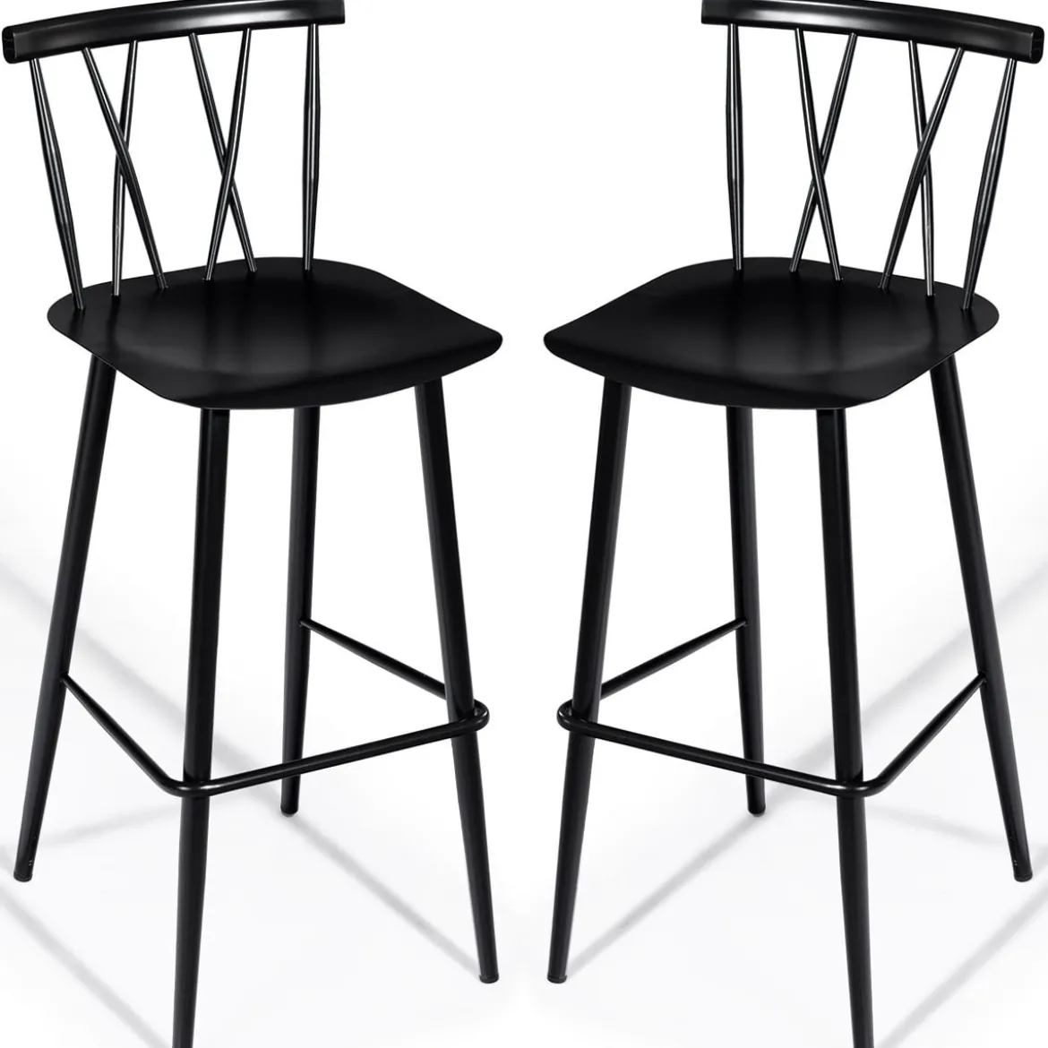 Barstuhl Moderner Metallstuhl mit Rückenlehne 47,5 x 41 x 105 cm Schwarz
