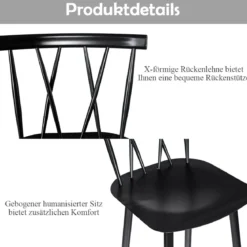 Barstuhl Moderner Metallstuhl mit Rückenlehne 47,5 x 41 x 105 cm Schwarz