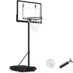 Basketballkorb 164–193cm Höhenverstellbar Basketballständer mit LED-Lichterkette Befüllbarem Standfuß