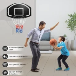 Basketballkorb Indoor Ø 40cm Mini Basketball Korb für Tür & Wandmontage Schwarz