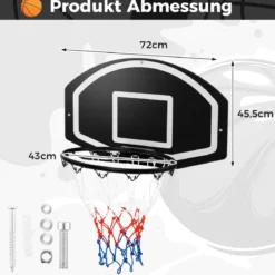 Basketballkorb Indoor Ø 40cm Mini Basketball Korb für Tür & Wandmontage Schwarz