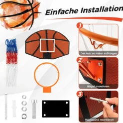 Basketballkorb Indoor Mini Basketball Korb für Wandmontage 66 x 44,5 cm Rückenwand Schwarz + Rot