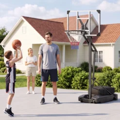 Basketballkorb mit PE-Rückwand Outdoor Basketballanlage 215-260 cm 8-fach Höhenverstellbar