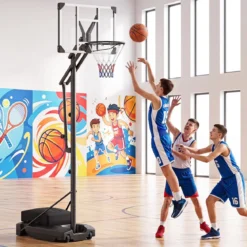 Basketballkorb mit PE-Rückwand Outdoor Basketballanlage 215-260 cm 8-fach Höhenverstellbar