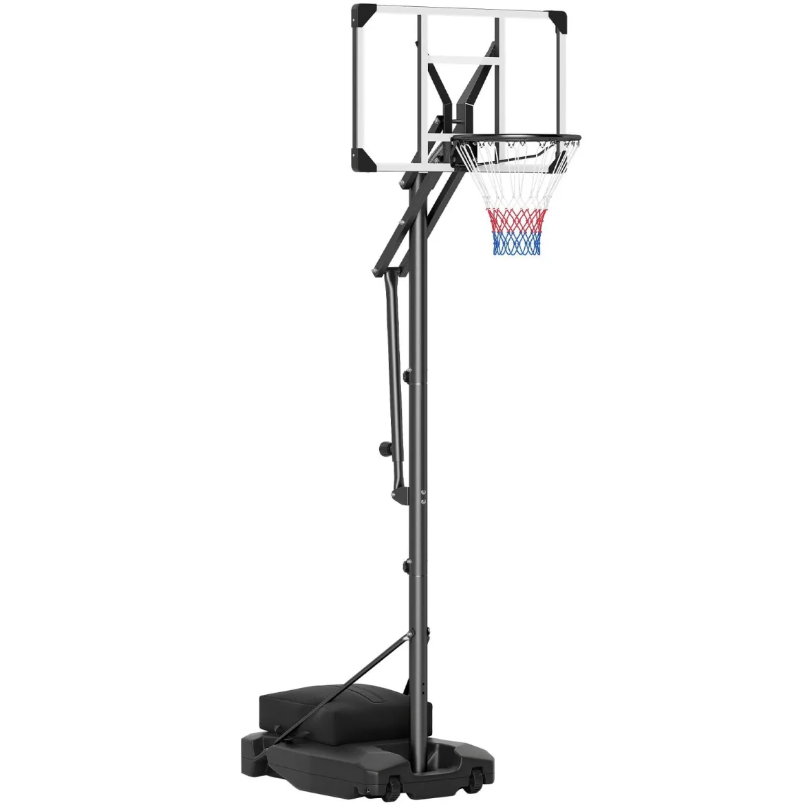 Basketballkorb mit PE-Rückwand Outdoor Basketballanlage 215-260 cm 8-fach Höhenverstellbar