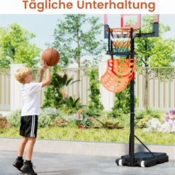 Basketball-Rücklaufaufsatz mit 4 Werkzeuglosen & Abnehmbaren Haken 360° Drehbarer Basketball-Rebounder