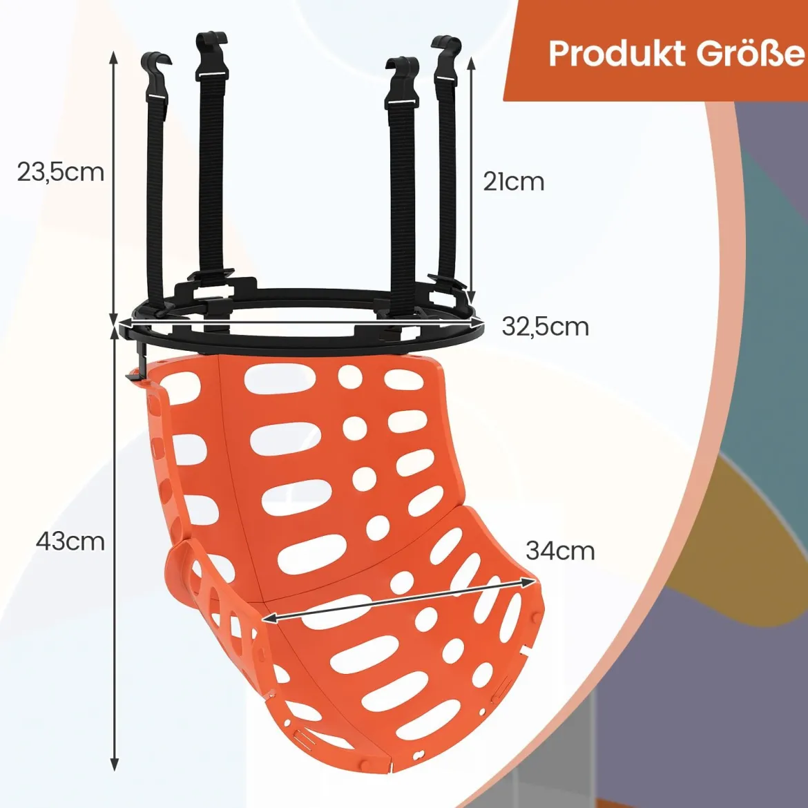 Basketball-Rücklaufaufsatz mit 4 Werkzeuglosen & Abnehmbaren Haken 360° Drehbarer Basketball-Rebounder