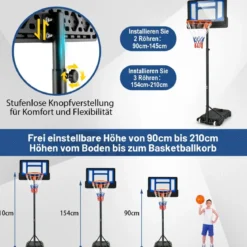 Basketballständer 90/158-210 cm höhenverstellbar Basketballkorb mit Ständer wetterbeständig Indoor Outdoor