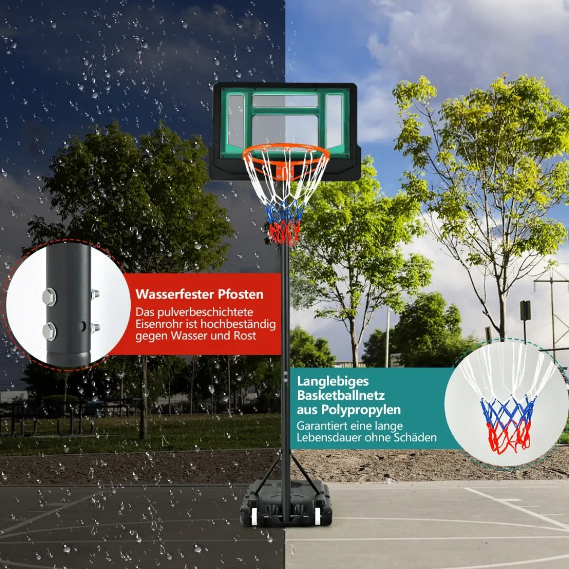 Basketballständer 90/158-210 cm höhenverstellbar Basketballkorb mit Ständer wetterbeständig Indoor Outdoor