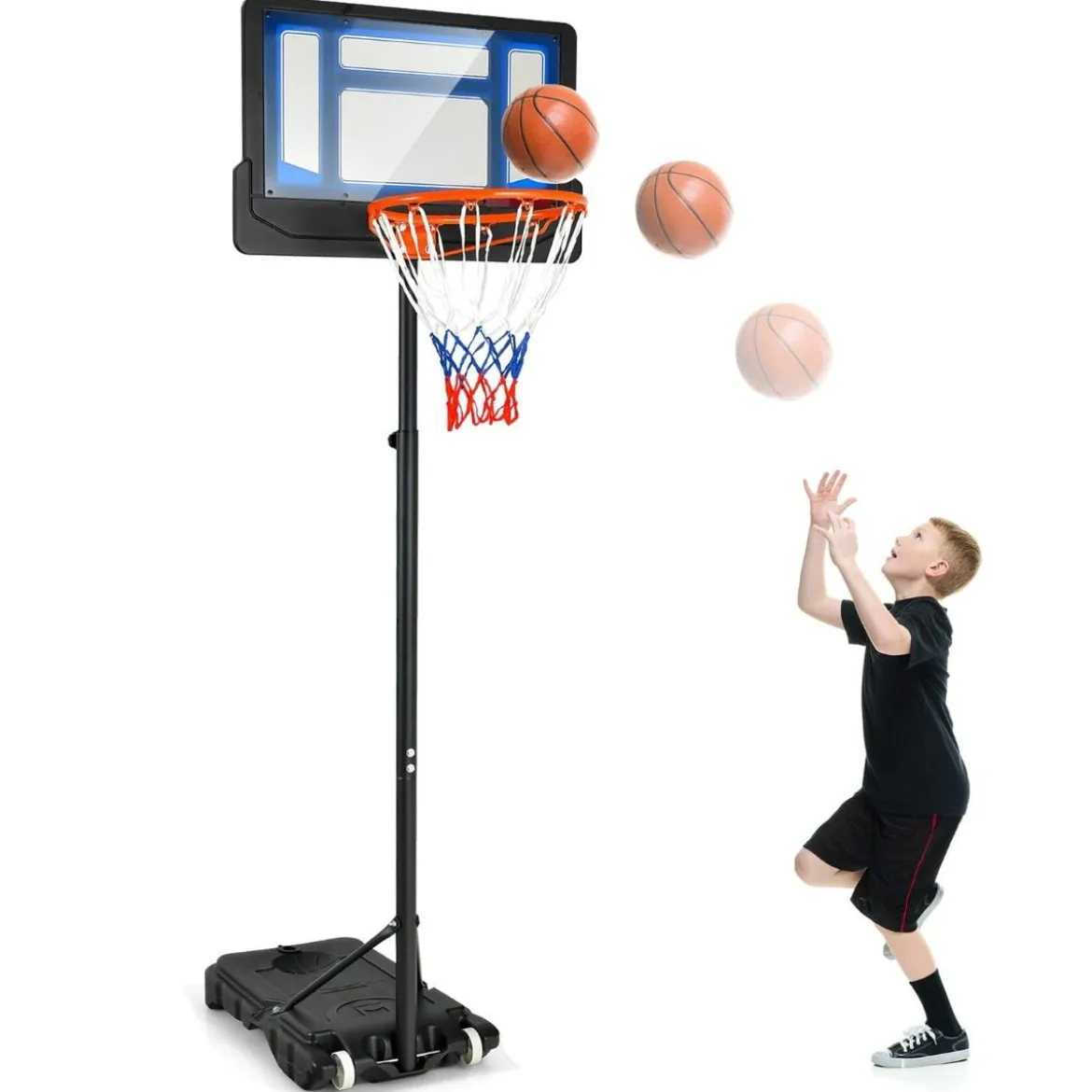 Basketballständer 90/158-210 cm höhenverstellbar Basketballkorb mit Ständer wetterbeständig Indoor Outdoor
