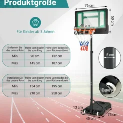Basketballständer 90/158-210 cm höhenverstellbar Basketballkorb mit Ständer wetterbeständig Indoor Outdoor