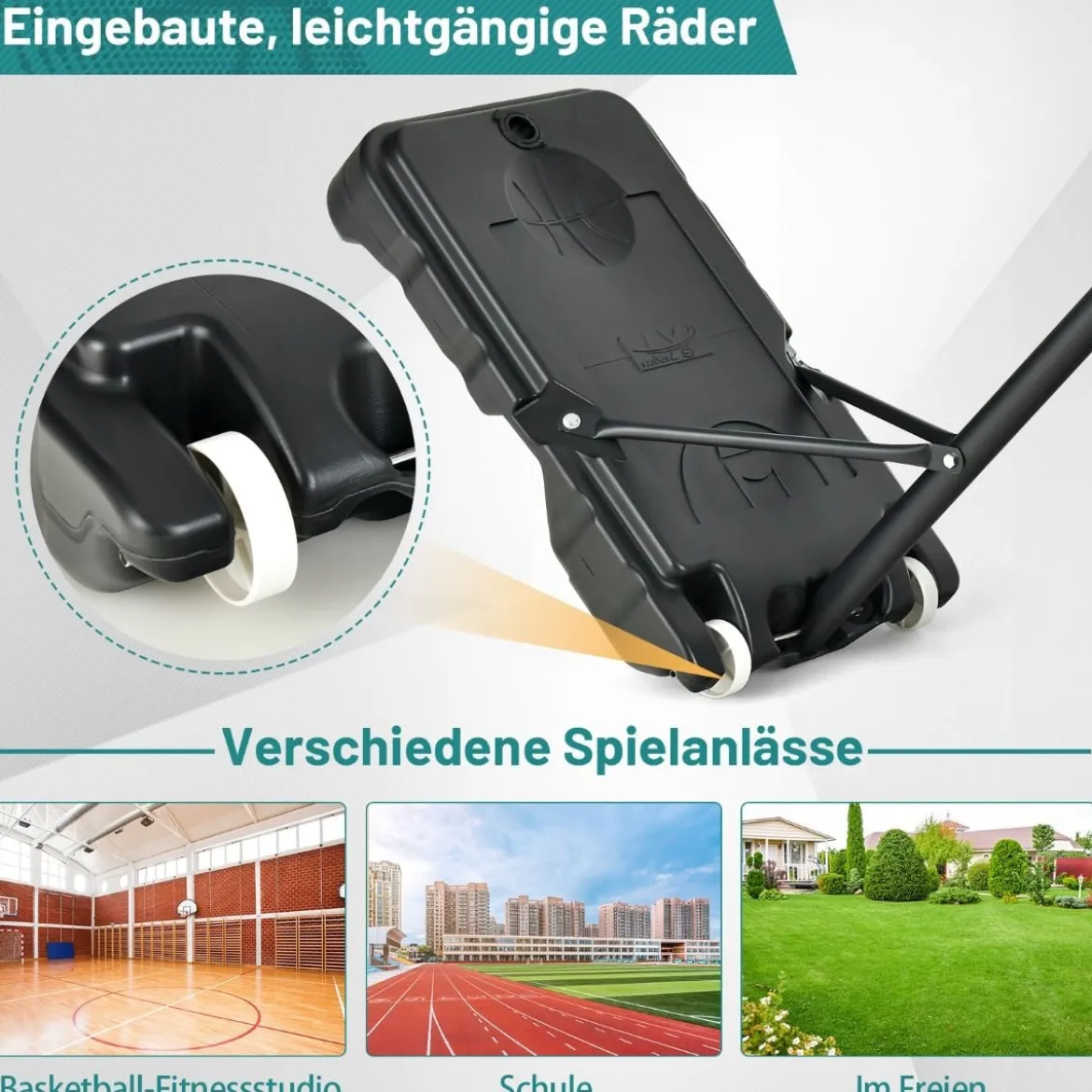 Basketballständer 90/158-210 cm höhenverstellbar Basketballkorb mit Ständer wetterbeständig Indoor Outdoor