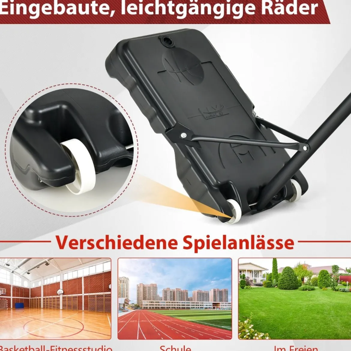 Basketballständer 90/158-210 cm höhenverstellbar Basketballkorb mit Ständer wetterbeständig Indoor Outdoor