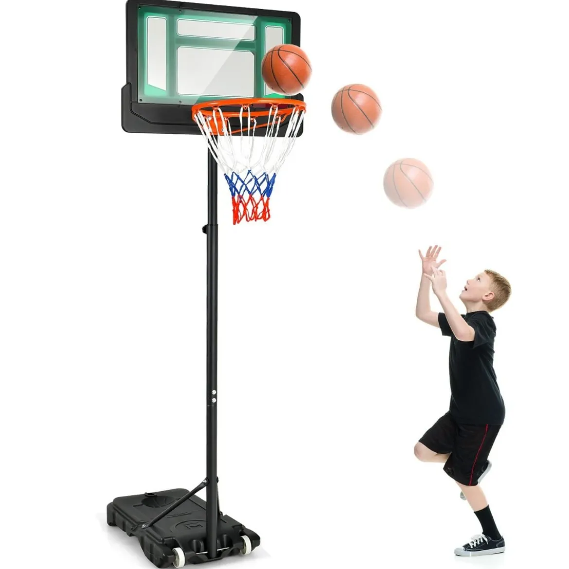 Basketballständer 90/158-210 cm höhenverstellbar Basketballkorb mit Ständer wetterbeständig Indoor Outdoor