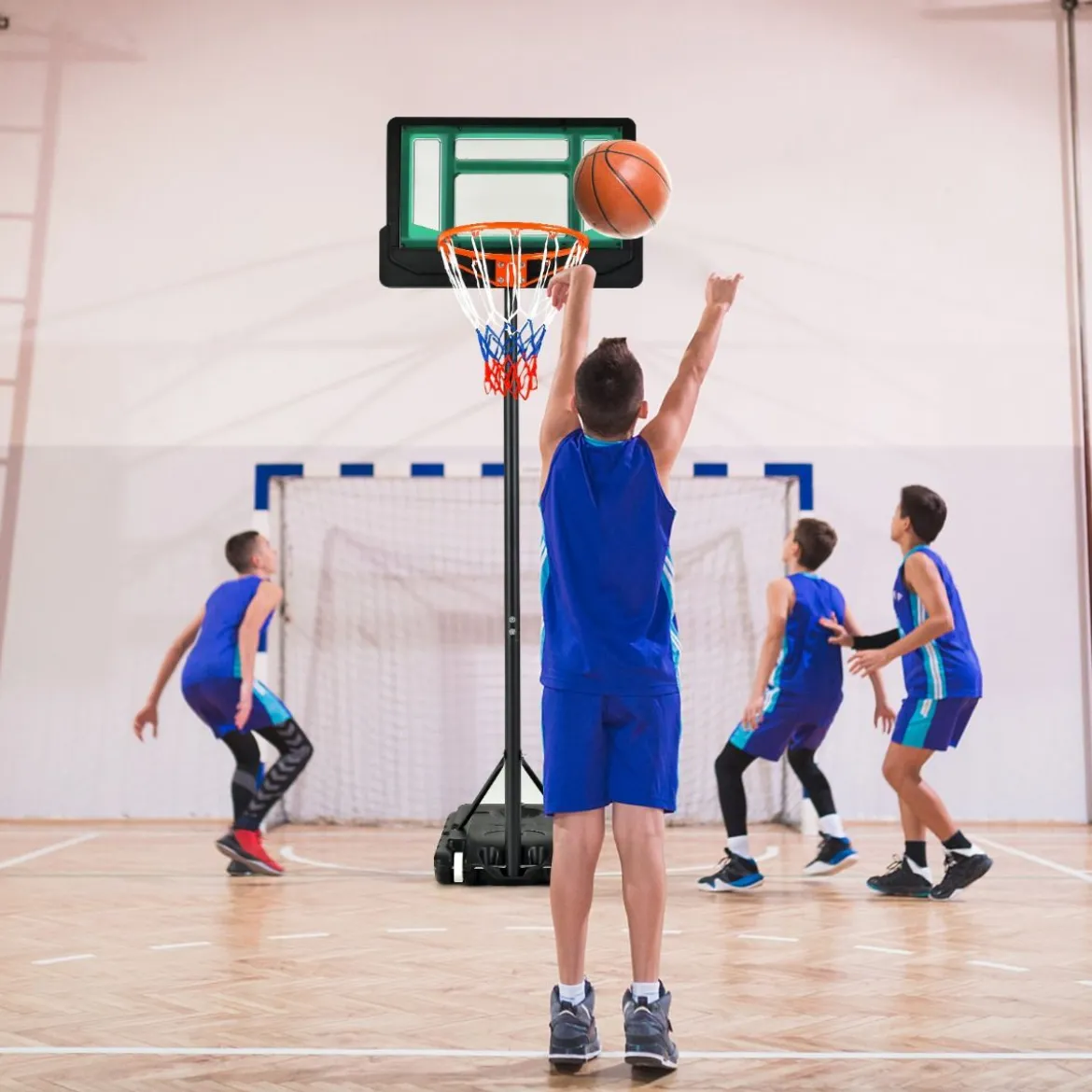 Basketballständer 90/158-210 cm höhenverstellbar Basketballkorb mit Ständer wetterbeständig Indoor Outdoor