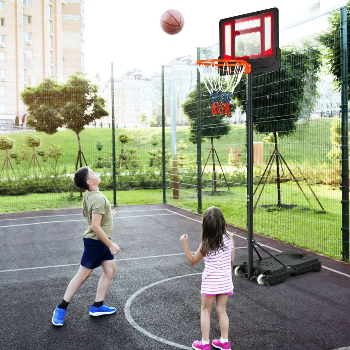 Basketballständer 90/158-210 cm höhenverstellbar Basketballkorb mit Ständer wetterbeständig Indoor Outdoor
