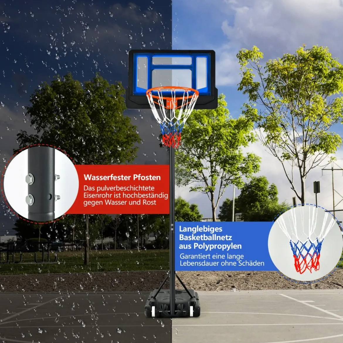 Basketballständer 90/158-210 cm höhenverstellbar Basketballkorb mit Ständer wetterbeständig Indoor Outdoor