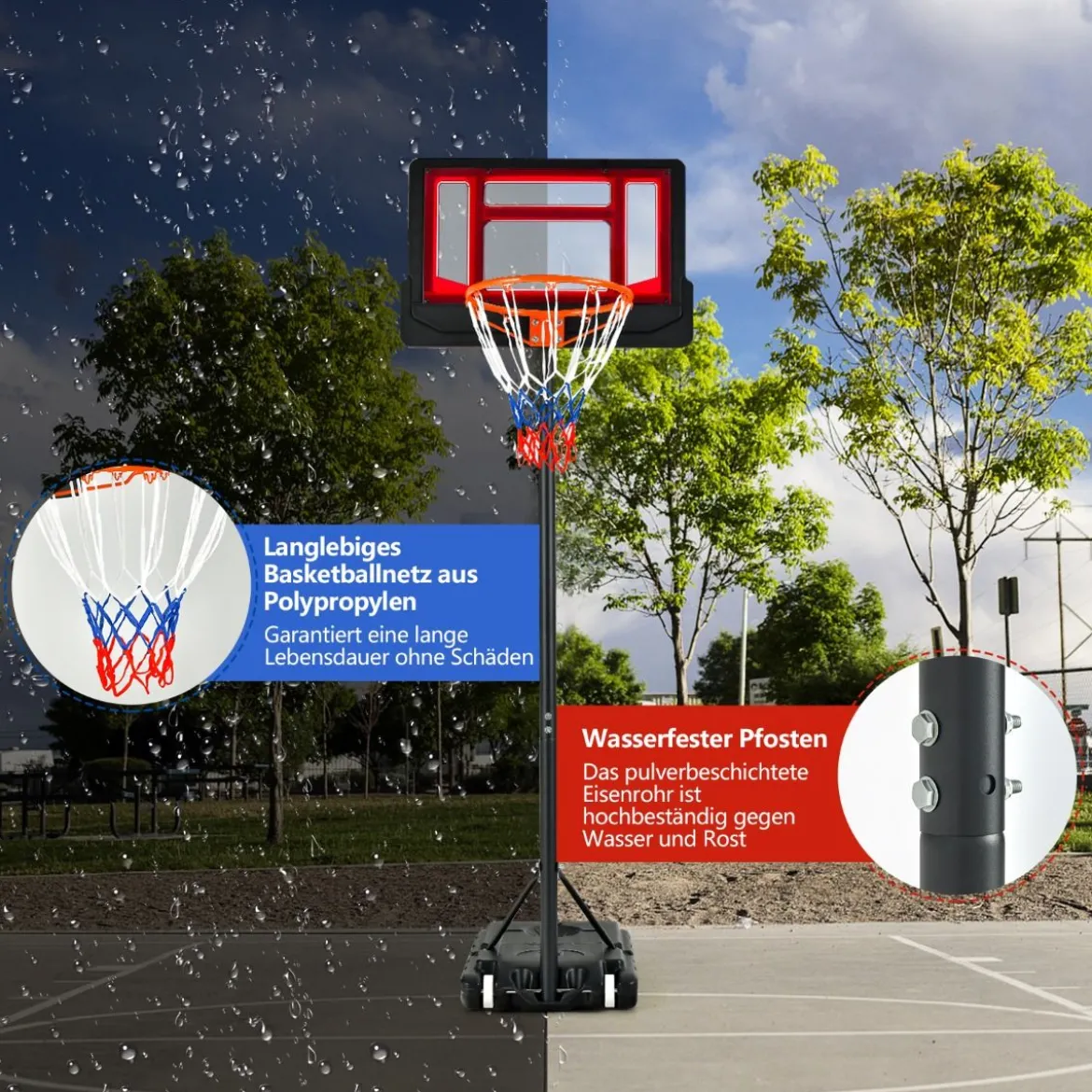 Basketballständer 90/158-210 cm höhenverstellbar Basketballkorb mit Ständer wetterbeständig Indoor Outdoor