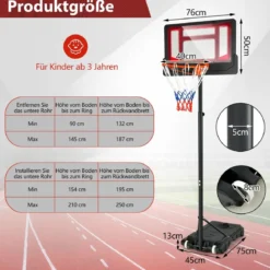 Basketballständer 90/158-210 cm höhenverstellbar Basketballkorb mit Ständer wetterbeständig Indoor Outdoor
