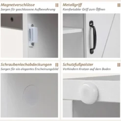 Bauernhaus Nachtisch mit Ladestation Nachtschrank mit verstellbarem Regal Schrank & Scheunentür Weiß