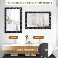 Bauernhaus Wandspiegel mit Holzrahmen aus Gummibaumholz Rustikaler Badspiegel