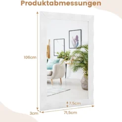 Bauernhaus Wandspiegel mit Holzrahmen aus Gummibaumholz Rustikaler Badspiegel