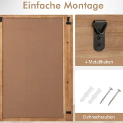 Bauernhaus Wandspiegel Rustikaler Hängespiegel mit Holzrahmen Rechteckiger Dekospiegel Natur