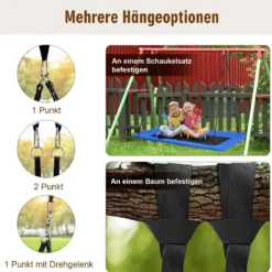 Baumschaukel Nestschaukel 100-180cm verstellbaren Seil Indoor & Outdoor-Baumschaukel Schaukel Blau/Grün/Bunt