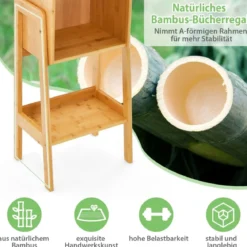 Bücherregal aus Bambus 4-stufiges mit Beinen & erhöhtem Kantendesign modernes Aufbewahrungsregal