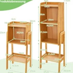 Bücherregal aus Bambus 4-stufiges mit Beinen & erhöhtem Kantendesign modernes Aufbewahrungsregal