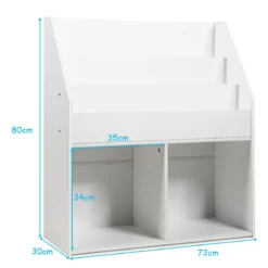 Bücherregal Kinderregal Spielzeugkiste mit 3 Fächern Weiß Holz 73 x 30 x 80 cm