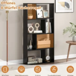 Bücherregal mit 4 Ebenen Standregal mit 8 Fächern Würfelregal Regal 60 x 20 x 120 cm