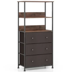 Bücherregal mit 3 Schubladen & Offenen Regalen Kommode Schubladenschrank 56,5 x 20 x 117cm
