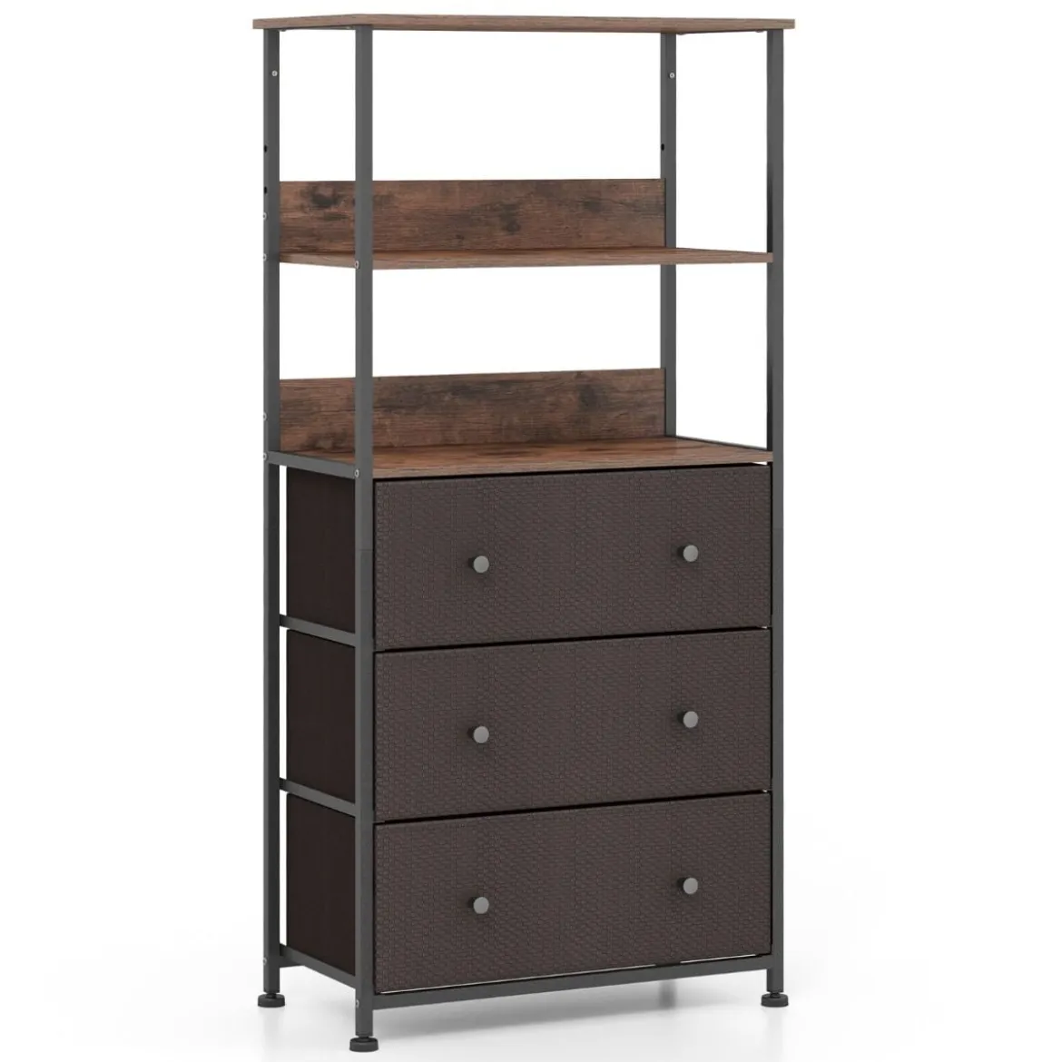 Bücherregal mit 3 Schubladen & Offenen Regalen Kommode Schubladenschrank 56,5 x 20 x 117cm