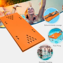 Beer Pong Schwimmender Teppich Wassermatte Schwimmmatte 176 x 90 x 3,5 cm Orange + Schwarz