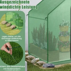 Begehbarer Gewächshaus mit PE-Abdeckung & Roll-Up Reißverschluss-Tür & Fenster Foliengewächshaus