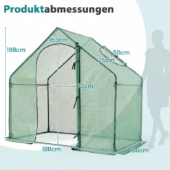 Begehbares Gewächshaus Foliengewächshaus mit PE-Abdeckung & Metallrahmen Tomatengewächshaus mit Fenster