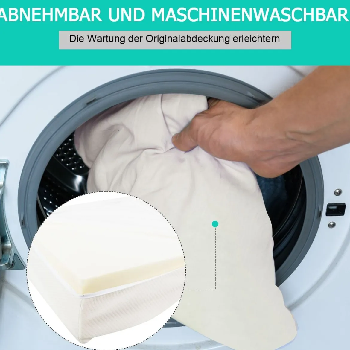 Bein-Kissen Beinruhekissen Beinhochlagerungskissen mit waschbarem Bezug Weiß 60 x 54 x 20 cm