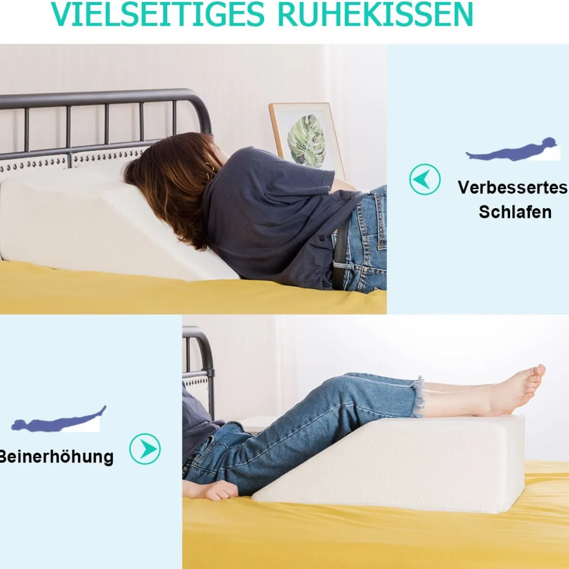 Bein-Kissen Beinruhekissen Beinhochlagerungskissen mit waschbarem Bezug Weiß 60 x 54 x 20 cm