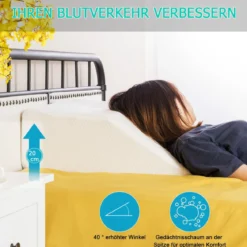Bein-Kissen Beinruhekissen Beinhochlagerungskissen mit waschbarem Bezug Weiß 60 x 54 x 20 cm