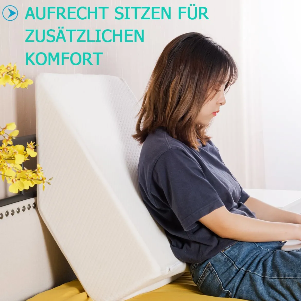 Bein-Kissen Beinruhekissen Beinhochlagerungskissen mit waschbarem Bezug Weiß 60 x 54 x 20 cm