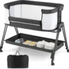 Beistellbett für Babys zusammenklappbares tragbares Babybett Dunkelgrau