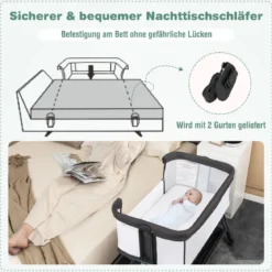 Beistellbett für Babys zusammenklappbares tragbares Babybett Dunkelgrau