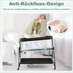 Beistellbett für Babys zusammenklappbares tragbares Babybett Dunkelgrau