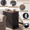 Beistelltisch Beistellschrank mit Ladestation Nachttisch mit klappbarer Tischplatte Schublade Schwarz
